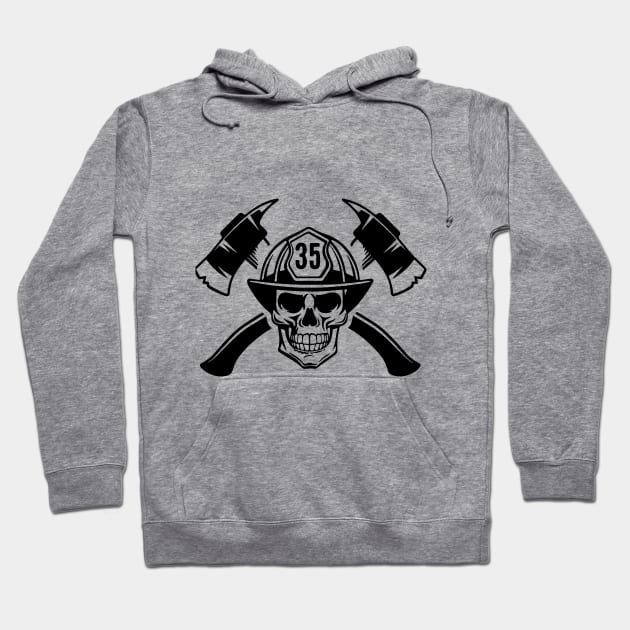 Fire Fighter Skull Hoodie by Dazling Things